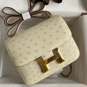 Top Replica Hermes Constance 18 Handmade Bag In Parchemin Ostrich Leather HMSU6Q3CKQ6