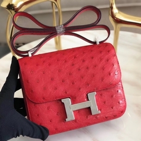 Cheap Hermes Constance 18 Handmade Bag In Red Ostrich Leather HMS8FU6495L