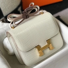 Hermes Constance 18 Handmade Bag In White Embossed Crocodile Replica HMS26ZCO5RS