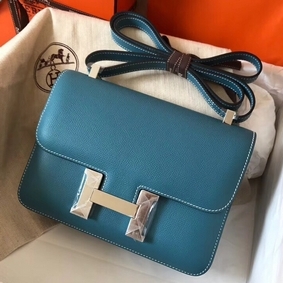 High Quality Hermes Constance 24 Handmade Bag In Blue Jean Epsom Leather HMS09RWJHH9