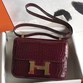 Hermes Constance 24 Handmade Bag In Bourgogne Niloticus Crocodile HMSOJNC23O0