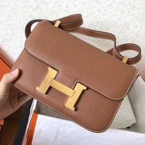 Knockoff Hermes Constance 24 Handmade Bag In Gold Epsom Leather HMS9NV8H4BK