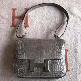 Hermes Constance 24 Handmade Bag In Grey Niloticus Crocodile 1:1 Replica HMS84NC0M4Y