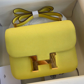 Hermes Constance 24 Handmade Bag In Lime Epsom Calfskin HMSM82YI24Y