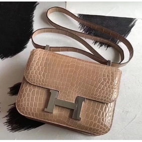 Copy Hermes Constance 24 Handmade Bag In Poussiere Niloticus Crocodile HMS0UNESBB2
