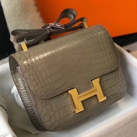 Hermes Constance 24cm Bag In Taupe Embossed Crocodile HMSXB136WH8