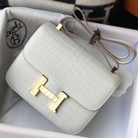 1:1 Replica Hermes Constance 24cm Bag In White Embossed Crocodile HMS6S730P16