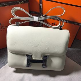 Hermes Constance Bag Calfskin Leather H9999 White Silver Top Replica HMSJT5W4R0Q