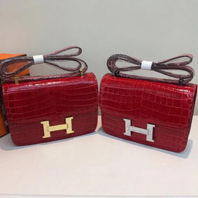Hermes Constance Bag Croco Leather H9978C Red HMS7LQ00ME1