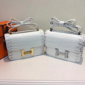 First-class Quality Hermes Constance Bag Croco Leather H9978C White HMSFI3W5YXU