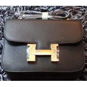 Hermes Constance Bag Litchi Leather H9998 Black 1:1 Replica HMS58TQS25U