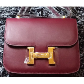 Hermes Constance Bag Smooth Leather H9998S Burgundy Top Replica HMSJ0797J8V