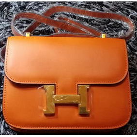 Hermes Constance Bag Smooth Leather H9998S Orange Replica HMSPPZBE18T