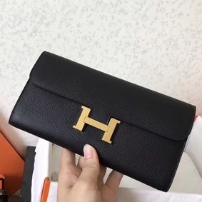 Hermes Constance Long Wallet In Black Epsom Leather Replica HMSWHKKL7E2