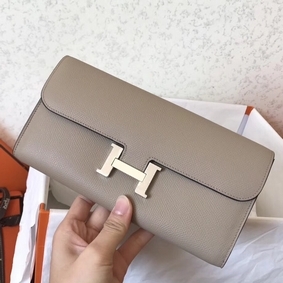 Hermes Constance Long Wallet In Grey Epsom Leather Replica HMS485SJ3PX