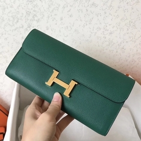 Hermes Constance Long Wallet In Malachite Epsom Leather Top Replica HMS72719WHN