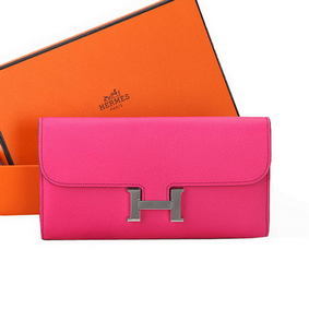 Top Replica Hermes Constance Long Wallets Original Calfskin Leather A909 Peach HMSWXLKW72N
