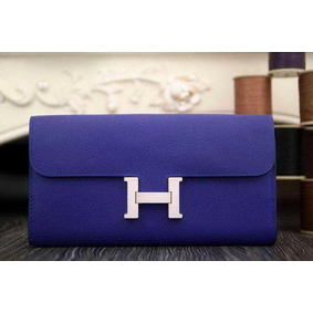 Hermes Constance Long Wallets Original Leather HA909 Dark Blue Wallets 1:1 Replica HMS72719WHN