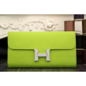 Copy Hermes Constance Long Wallets Original Leather HA909 Light Green Wallets HMS78I61KEW