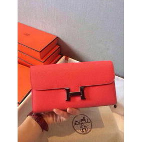 Fake Hermes Constance Long Wallets Original Leather HA909 Light Red Wallets HMSGPAD0MT9