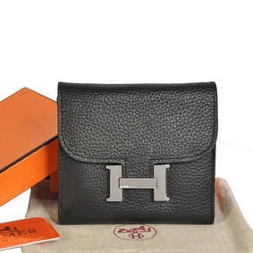 Top Replica Hermes Constance Wallets Togo Leather A608 Black HMSE4J2UO3H