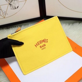 Replica Hermes Cosmetic Bag H3700 Lemon Yellow HMSZ3TQPCL8