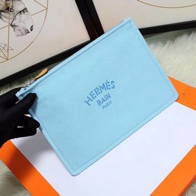 Fake Hermes Cosmetic Bag H3700 Sky Blue HMSMPB8R10F