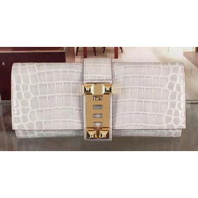 Cheap Hermes Croco Leather Clutch H88017 Grey HMSE288B29P