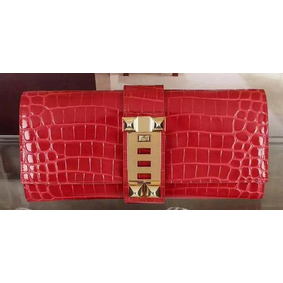 Imitation Hermes Croco Leather Clutch H88017 Red HMSQB40C002