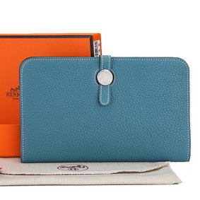 Hermes Dogon Combined Wallet A508 Light Blue Top Replica HMS1M1941CU