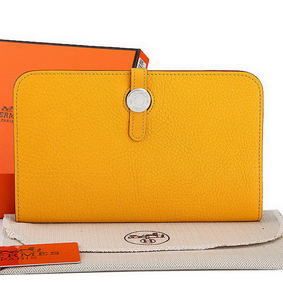 Top Replica Hermes Dogon Combined Wallet A508 Yellow HMSXP2875OO