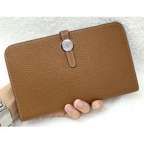 Hermes Dogon Combined Wallet Litchi Leather A508 Wheat Replica HMS48FS825N