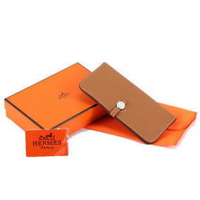 Hermes Dogon Togo Leather Wallet Travel Case A808 Coffee Top Replica HMSFUNDYOB7