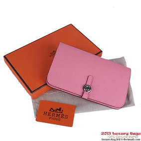 High Quality Hermes Dogon Wallet Saffiano Leather Travel Case H001 Pink HMS0832560O