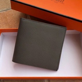 Hermes espom leather Wallet H2296 dark grey Replica HMSUL2W5962