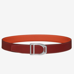 Hermes Etrier Buckle Belt & Orange Clemence 32 MM Strap HMS2W14K6M5