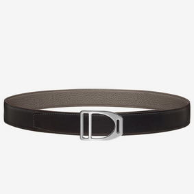 Hermes Etrier Buckle Belt & Taupe Clemence 32 MM Strap HMSBK66EYR9