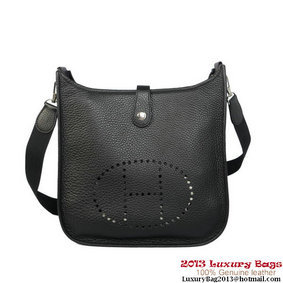 Best Quality Hermes Evelyn Bag Original Calf Leather H1608 Black HMSR4AB5K6A