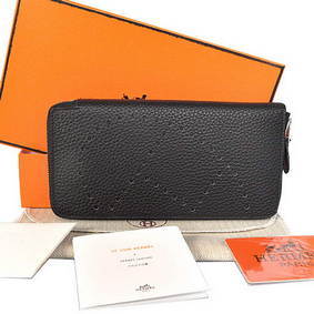 Hermes Evelyn Long Wallet Zip Purse A808 Black Top Replica HMS1312458F