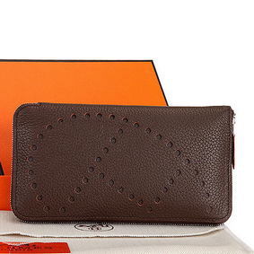 Hermes Evelyn Long Zip Wallet A808 Brown Replica HMSR48I1CH0