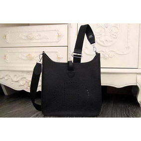 Imitation Hermes Evelyne 28cm Messenger Bag Original Leather H1188 Black HMS44Z93MWK