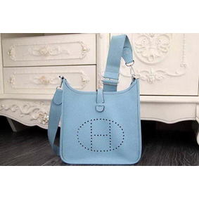 Imitation Hermes Evelyne 28cm Messenger Bag Original Leather H1188 SkyBlue HMSR32YKGP1
