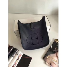 Imitation Hermes Evelyne 30cm Messenger Bag E3301 Black HMSY8GQCD36