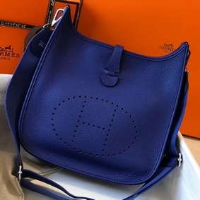 Hermes Evelyne III 29 PM Bag In Blue Electric Clemence Leather Top Replica HMSGHB8FYW0