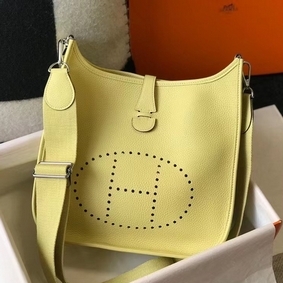 Cheap Hermes Evelyne III 29 PM Bag In Jaune Poussin Clemence Leather HMSVZ0E4IHF