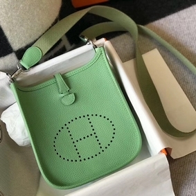 Hermes Evelyne III TPM Bag In Vert Criquet Clemence Leather HMSGUO991H9