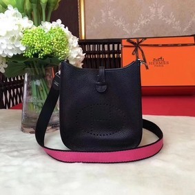 Hermes Evelyne mini 17cm Messenger Bag Original Calf Leather H1187 Black Top Replica HMS05694O37