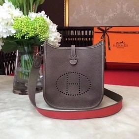 Copy Hermes Evelyne mini 17cm Messenger Bag Original Calf Leather H1187 Grey HMSE69FQT17