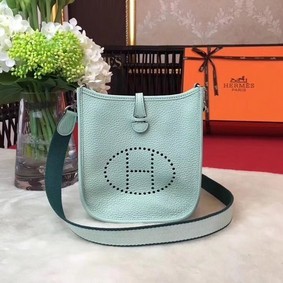 Fake Hermes Evelyne mini 17cm Messenger Bag Original Calf Leather H1187 Light Green HMS9JZCC92F