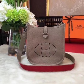 Cheap Hermes Evelyne mini 17cm Messenger Bag Original Calf Leather H1187 Light grey HMSOK91C3I9